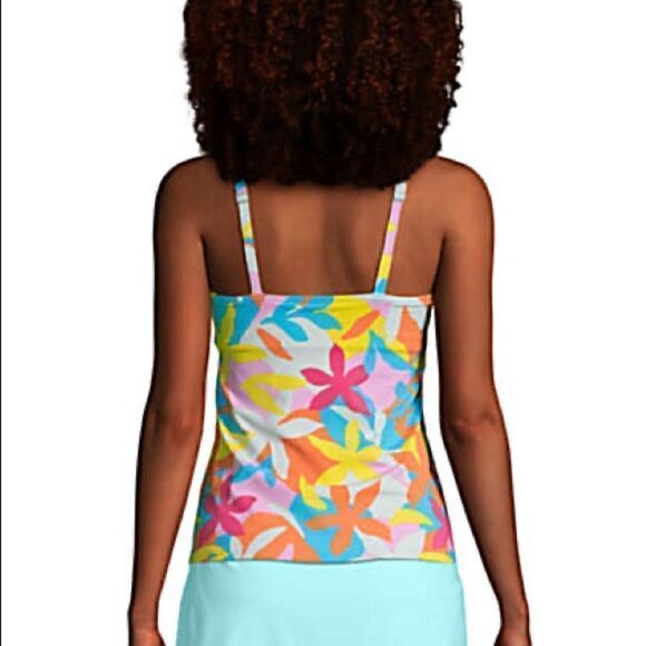 Land’s End Plus Regular size adjustable square neck tankini floral multi Various - Picture 3 of 6